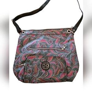 Relic Multicolor Swirl Crossbody Bag (Pink, Teal, Brown)